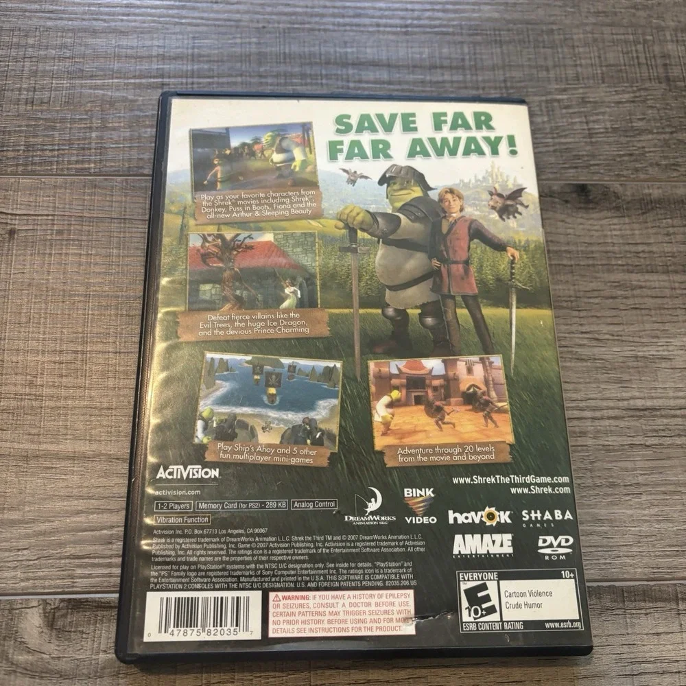 Shrek The Third PlayStation 2 With Movie Ticket Tested CIB